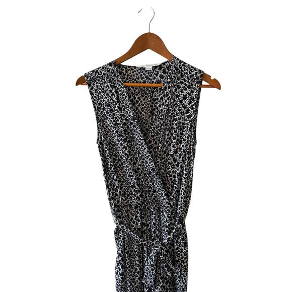 Diane Von Furstenberg DVF Rawna Silk Sleeveless Jumpsuit Black & White Snake - Picture 4 of 10